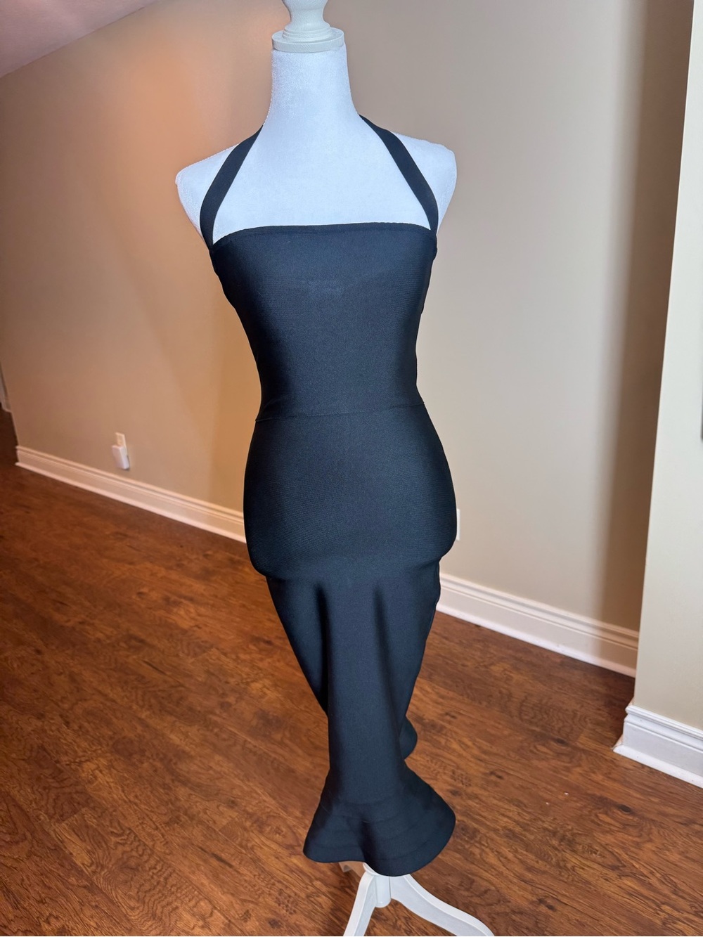 Classic Black One-Shoulder Midi Dress